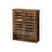 Wall-Mounted Storage Cabinet - Wood - Rustic Brown - Adjustable Shelf and Double Shutter Doors