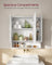 Bathroom Mirror Cabinet - Wood - Cloud White - Adjustable Shelves with Open Compartment