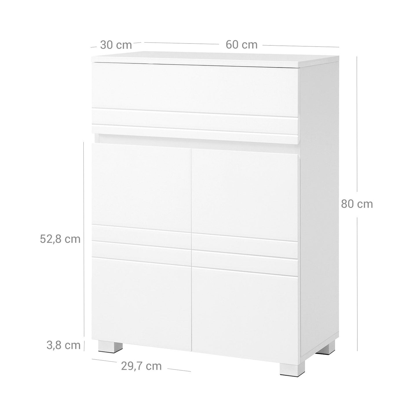 Bathroom Cabinet - Wood - White - Drawer and Adjustable Shelf