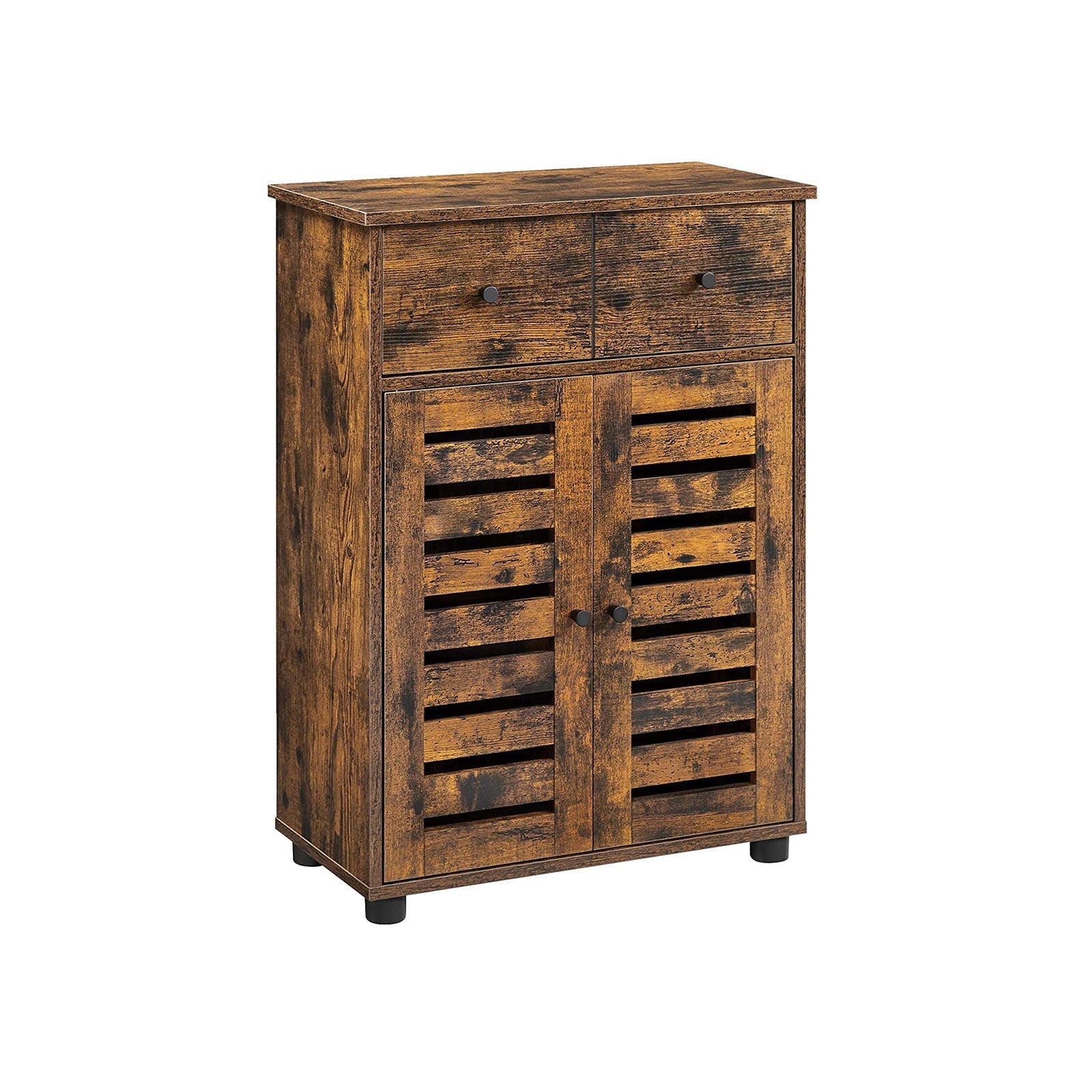 Free Standing Bathroom Storage Cabinet - Wood - Rustic Brown - Adjustable Shelf and Drawer