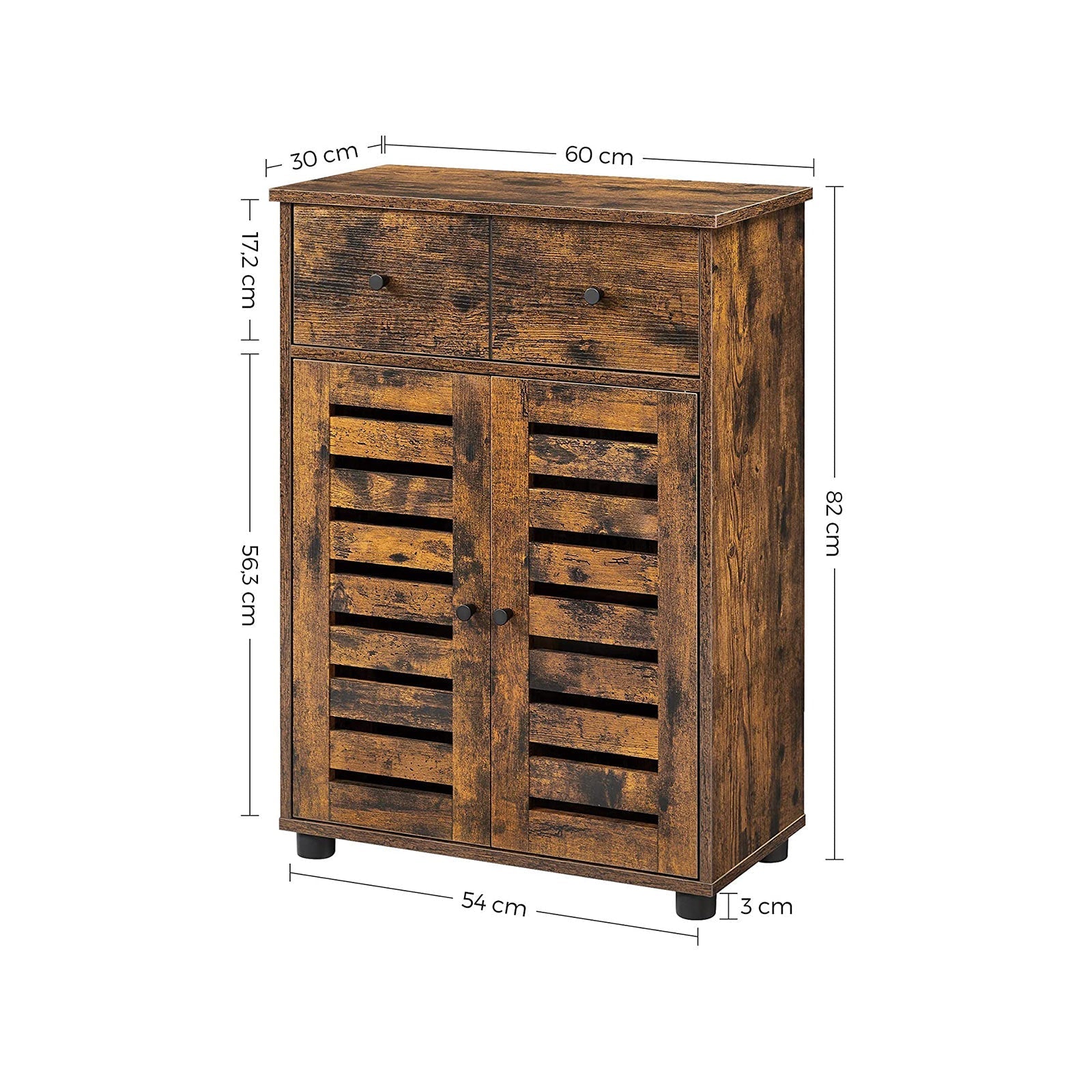 Free Standing Bathroom Storage Cabinet - Wood - Rustic Brown - Adjustable Shelf and Drawer