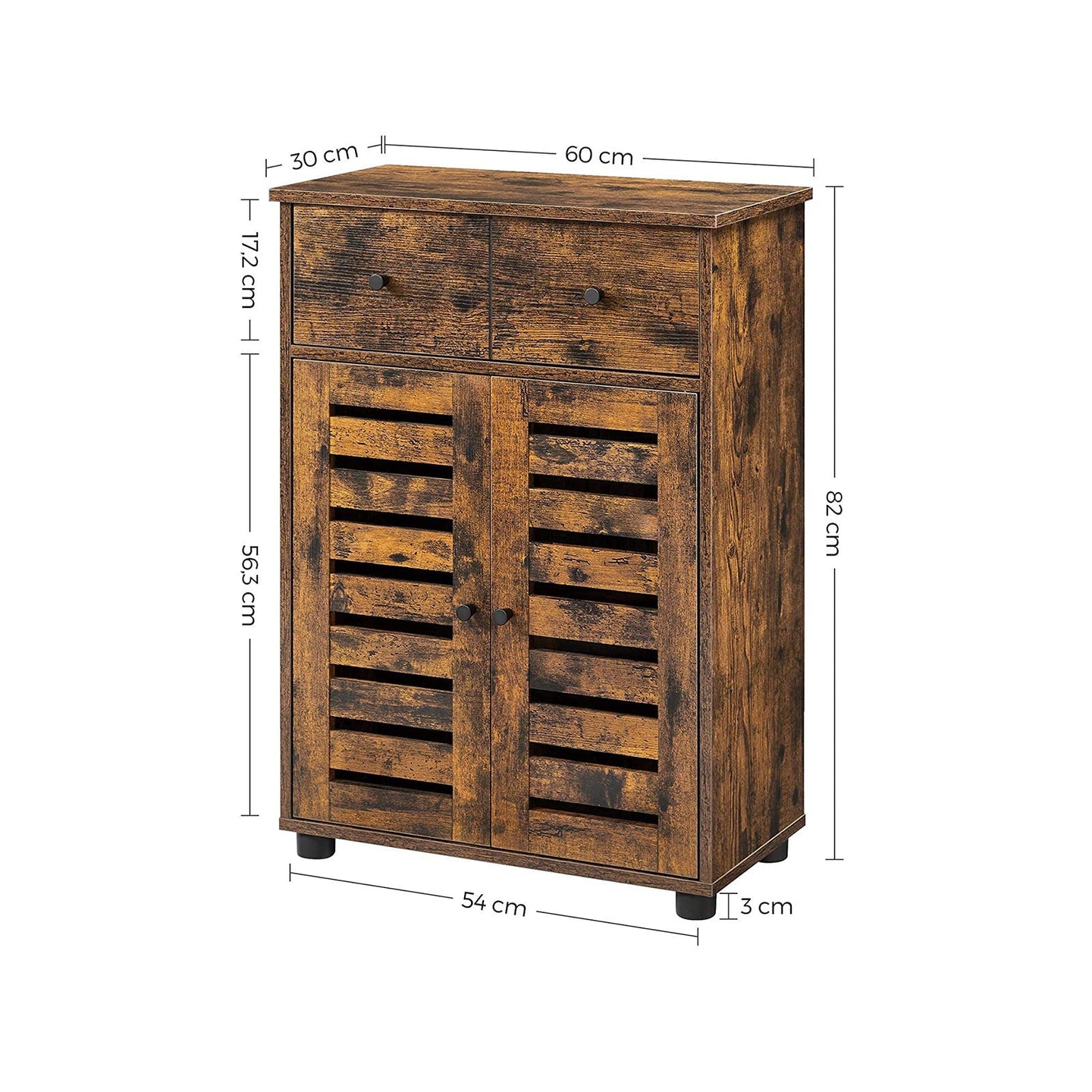 Free Standing Bathroom Storage Cabinet - Wood - Rustic Brown - Adjustable Shelf and Drawer