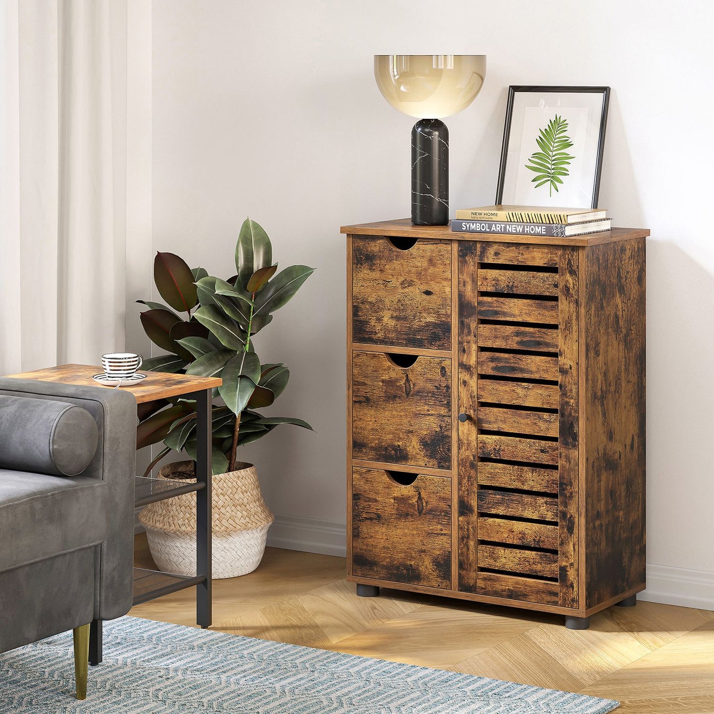 Bathroom Floor Cabinet - Rustic Brown - Wooden