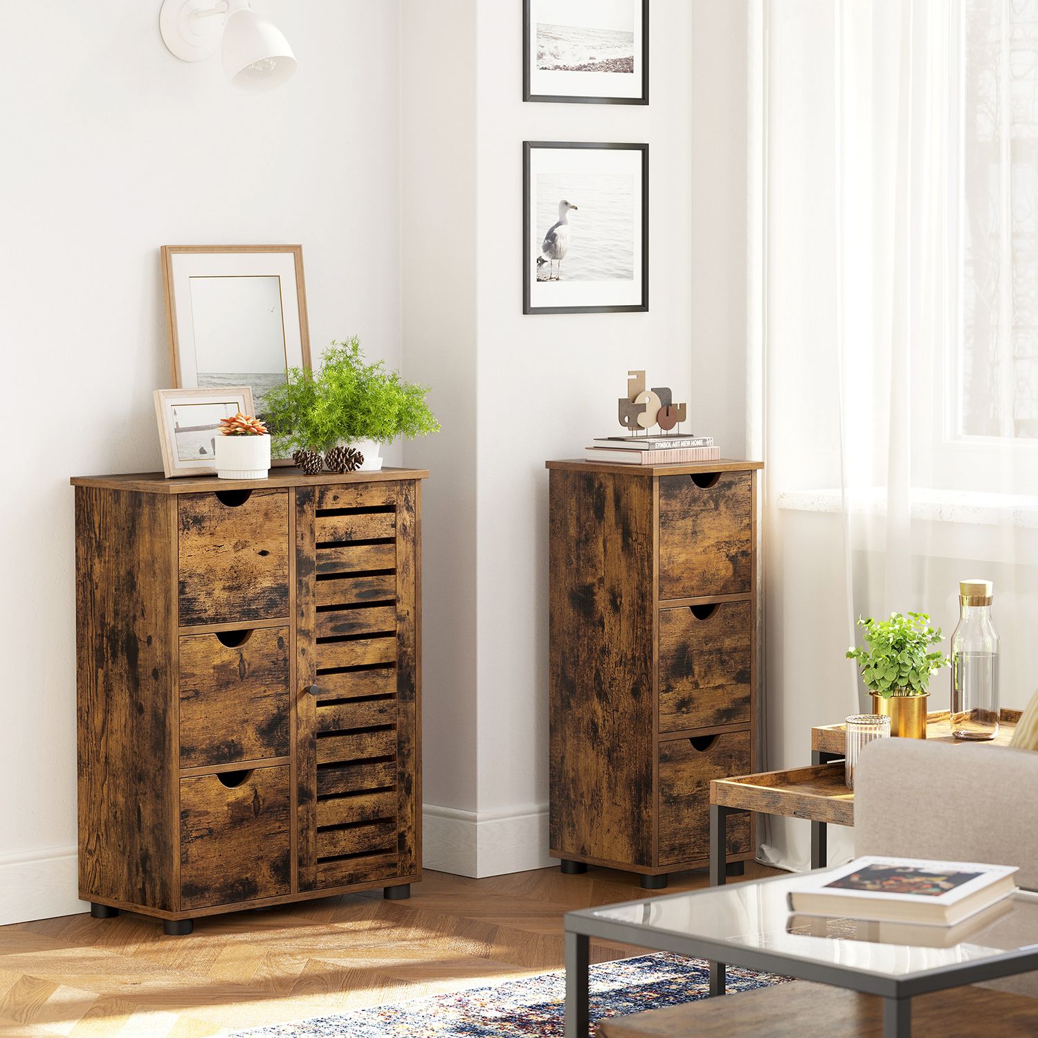Bathroom Floor Cabinet - Rustic Brown - Wooden