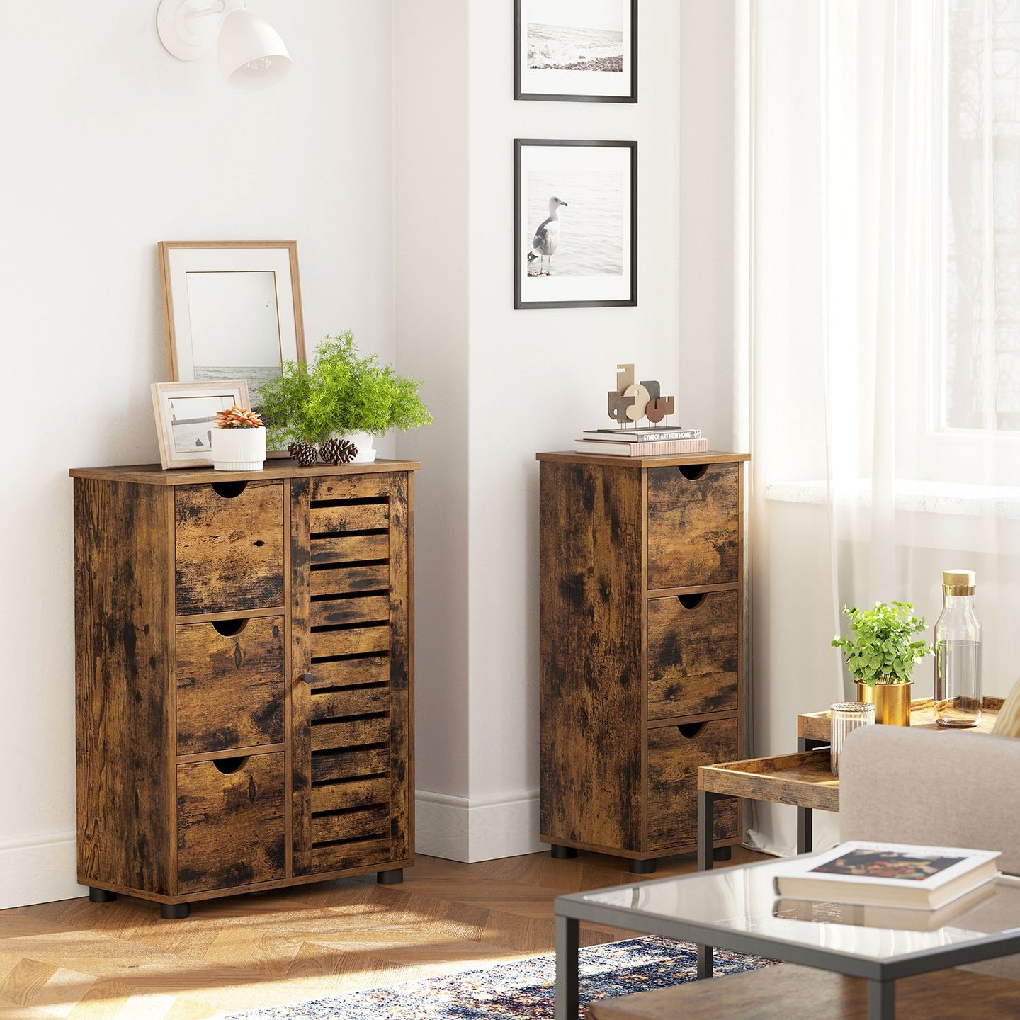 Bathroom Floor Cabinet - Rustic Brown - Wooden