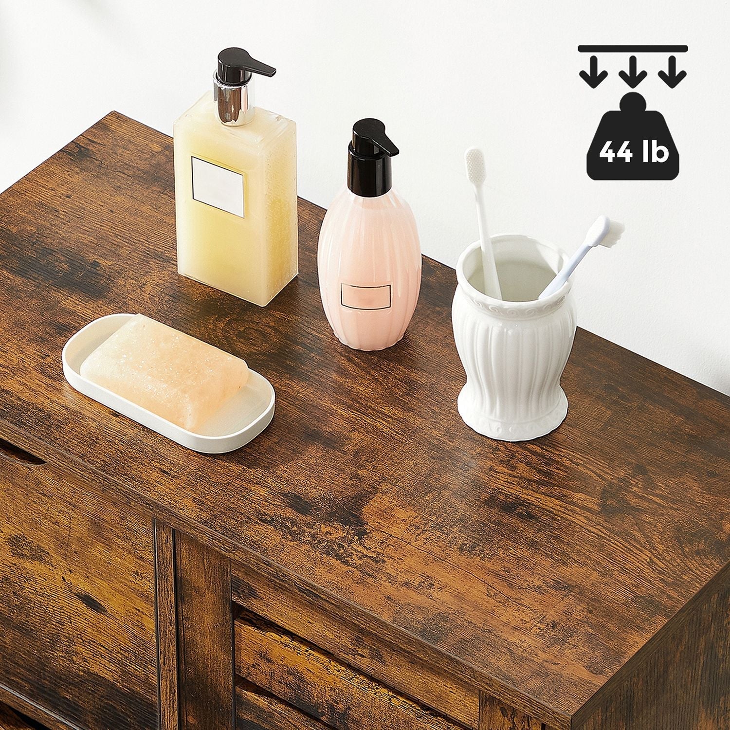 Bathroom Floor Cabinet - Rustic Brown - Wooden