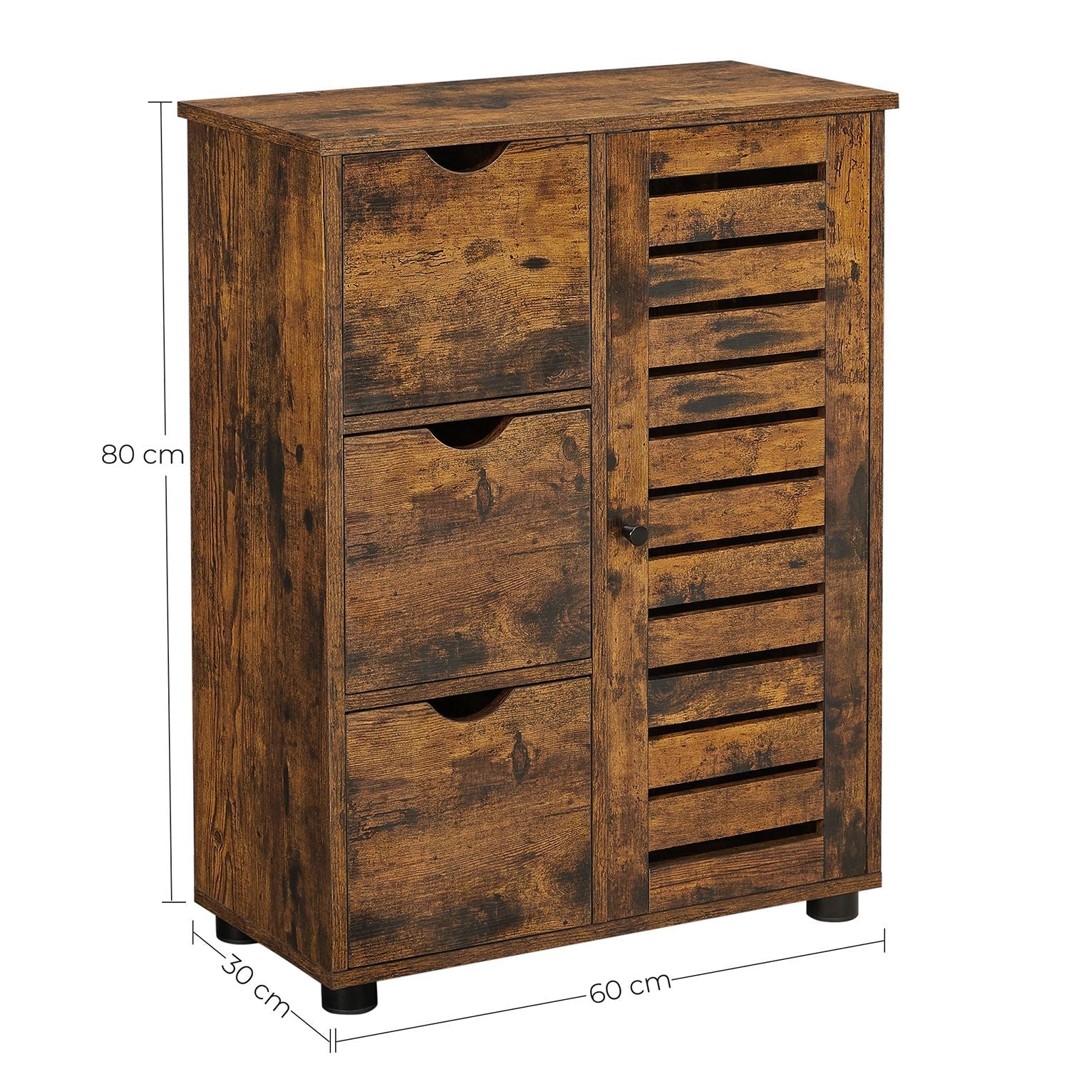 Bathroom Floor Cabinet - Rustic Brown - Wooden