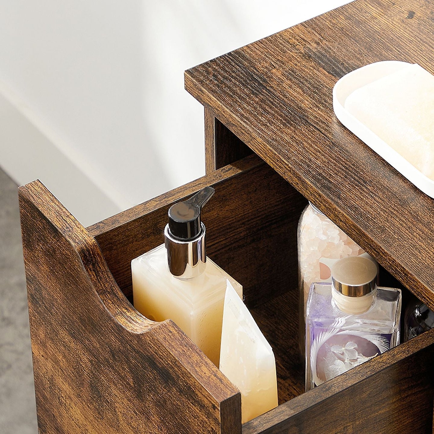 Bathroom Floor Cabinet - Rustic Brown - Wooden