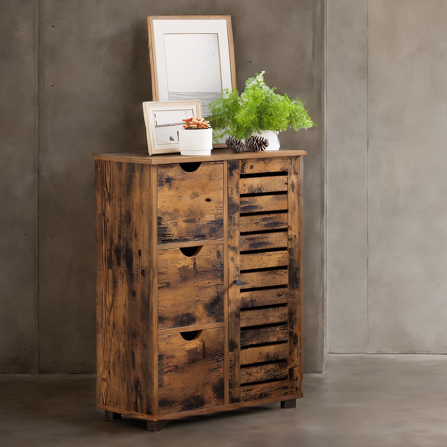 Bathroom Storage Cabinet - Rustic Brown - Wooden
