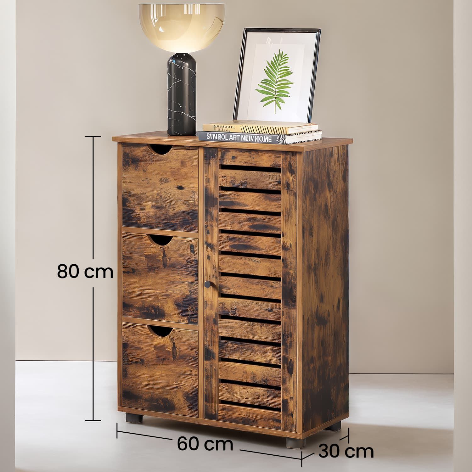 Bathroom Storage Cabinet - Rustic Brown - Wooden