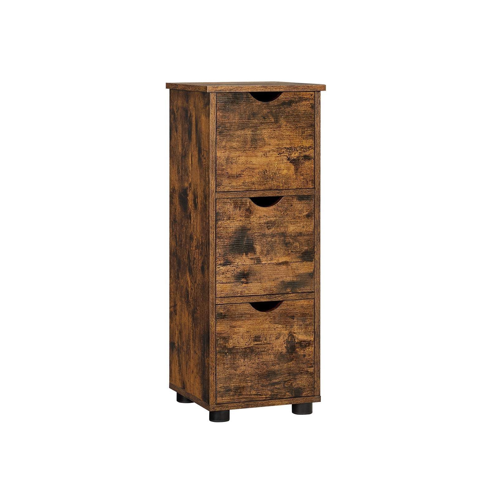 Storage Unit - MDF - Rustic Brown - Slim Design with 3 Drawers