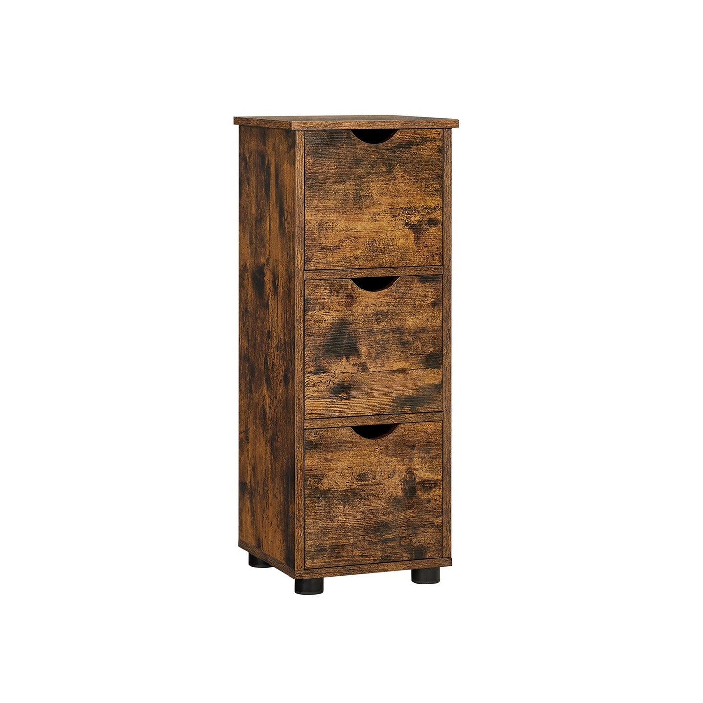 Storage Unit - MDF - Rustic Brown - Slim Design with 3 Drawers