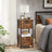 Bathroom Storage Cabinet - Wood - Rustic Brown and Black - Space Saving with 2 Drawers and Open Compartment