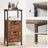 Bathroom Storage Cabinet - Wood - Rustic Brown and Black - Space Saving with 2 Drawers and Open Compartment