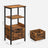 Bathroom Storage Cabinet - Wood - Rustic Brown and Black - Space Saving with 2 Drawers and Open Compartment