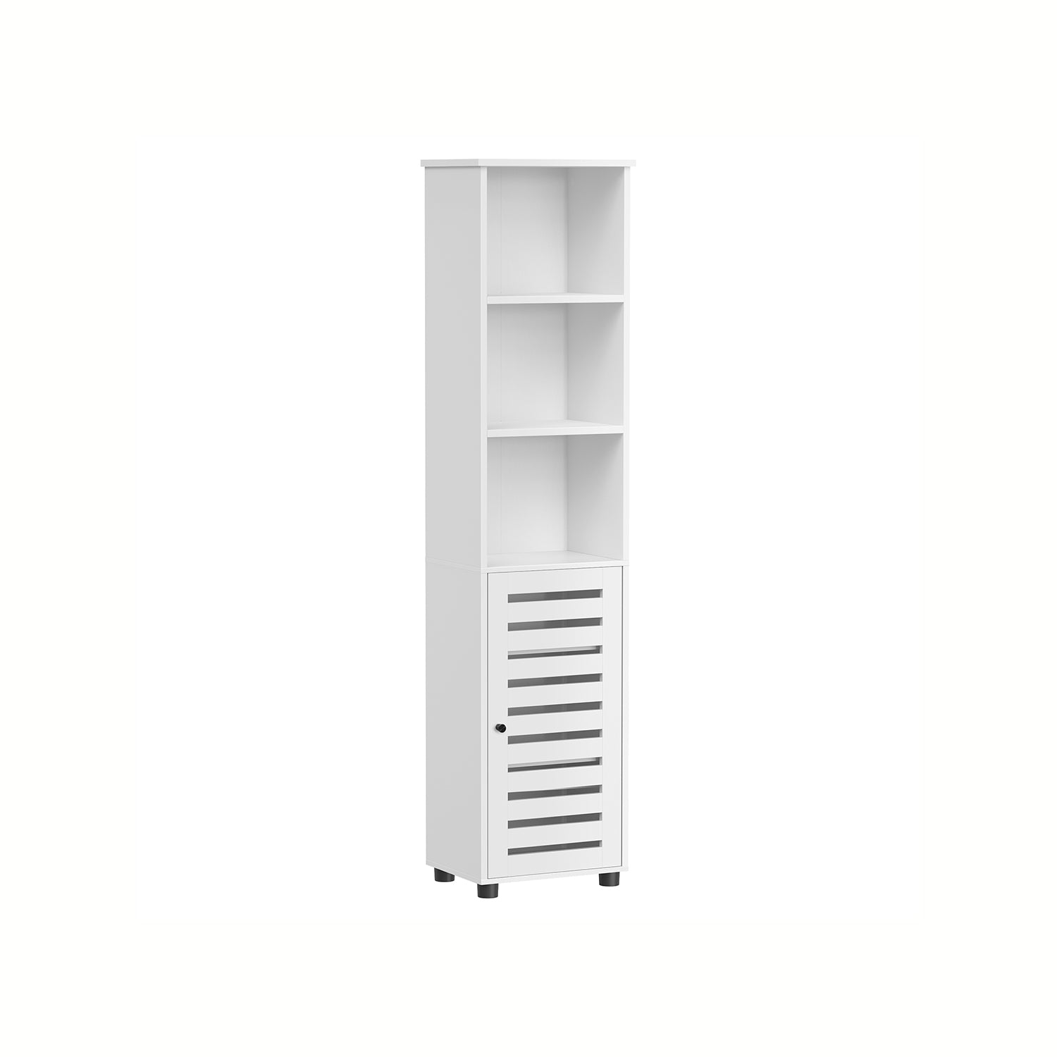 Floor Cabinet - Engineered Wood - Rustic Brown - Tall Design with Adjustable Shelves and Open Compartments