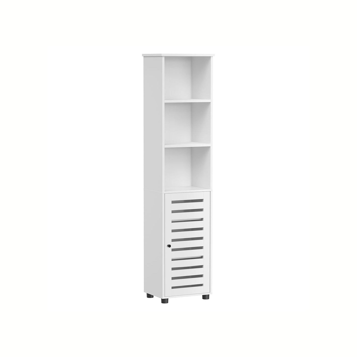 Floor Cabinet - Engineered Wood - Rustic Brown - Tall Design with Adjustable Shelves and Open Compartments