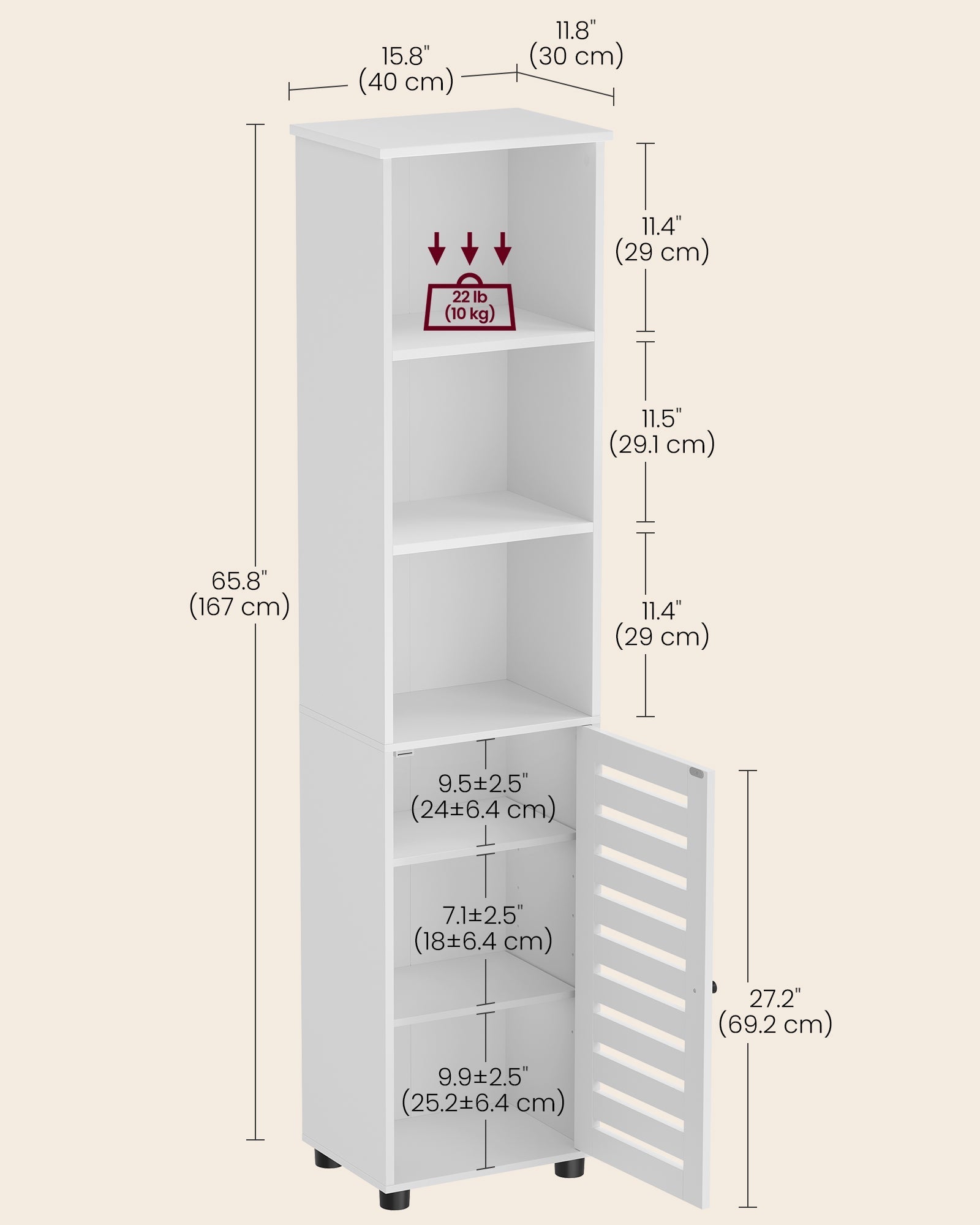 Bathroom Floor Cabinet - Engineered Wood - Cloud White - 3 Open Compartments