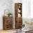 Floor Cabinet - Engineered Wood - Rustic Brown - Tall Design with Adjustable Shelves and Open Compartments