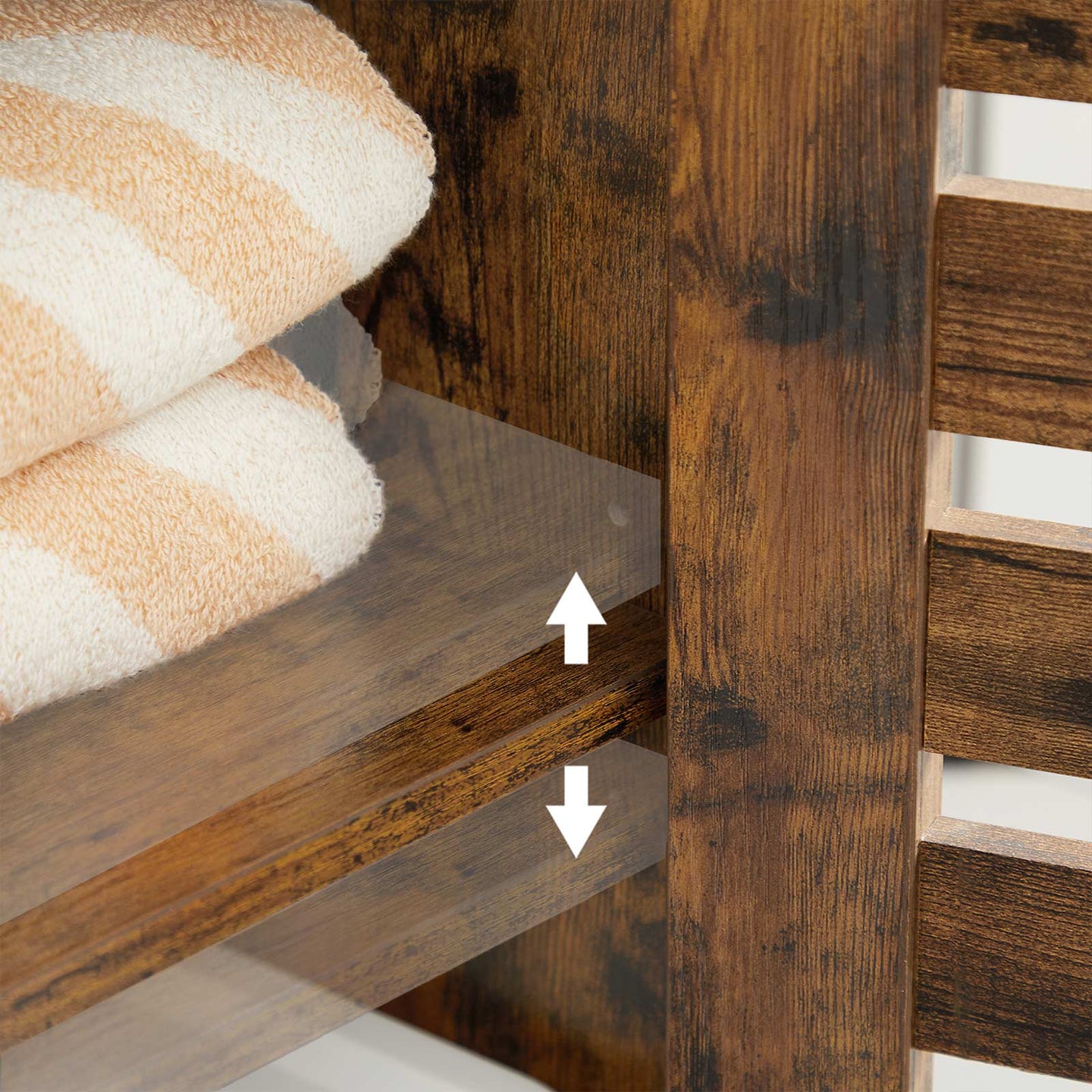 Floor Cabinet - Engineered Wood - Rustic Brown - Tall Design with Adjustable Shelves and Open Compartments