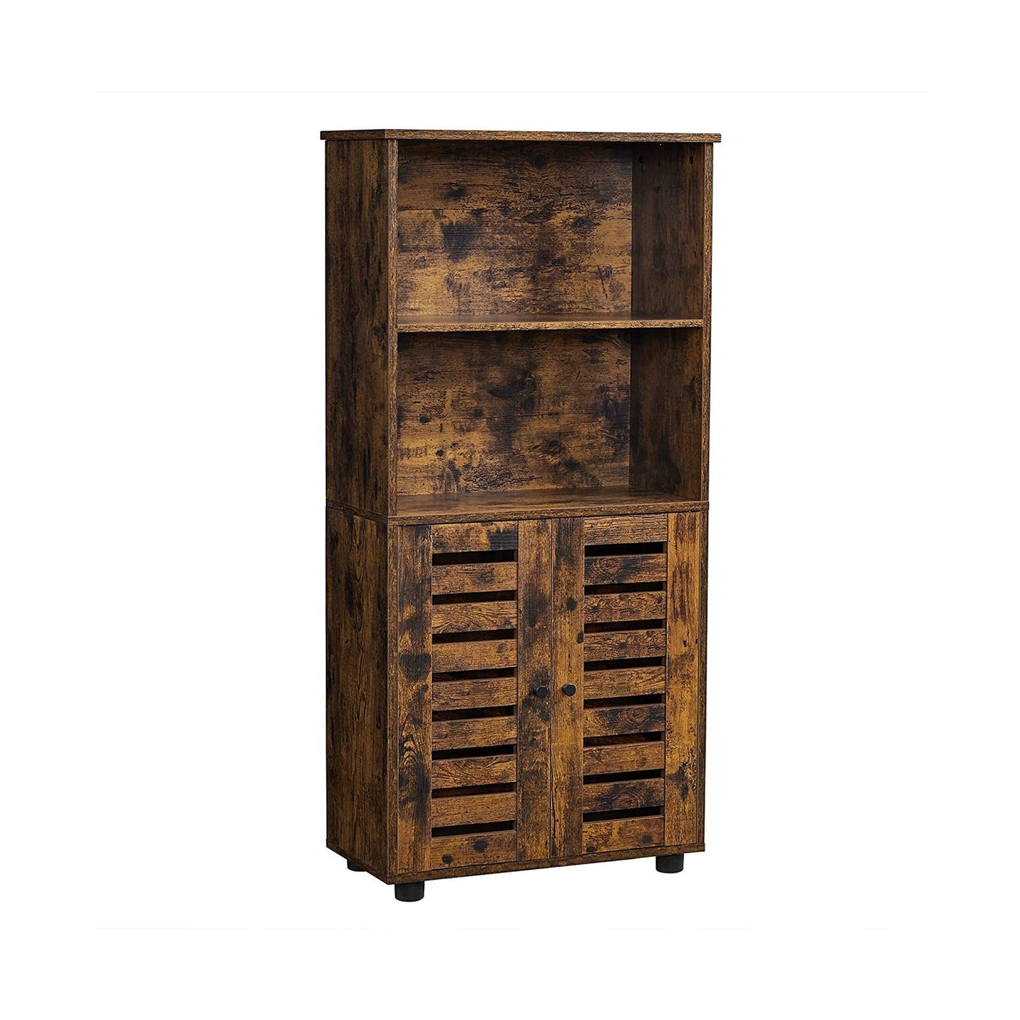 Floor Standing Cabinet - Engineered Wood - Rustic Brown - Louvered Doors