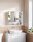 Wall-mounted Storage Cabinet - MDF - White - Three-Door with Mirrors and Adjustable Shelf