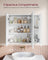 Wall-mounted Storage Cabinet - MDF - White - Three-Door with Mirrors and Adjustable Shelf