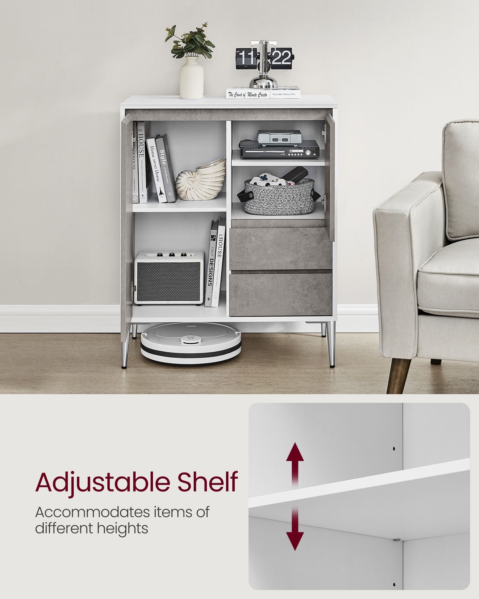 Storage Cabinet - MDF - Concrete Grey