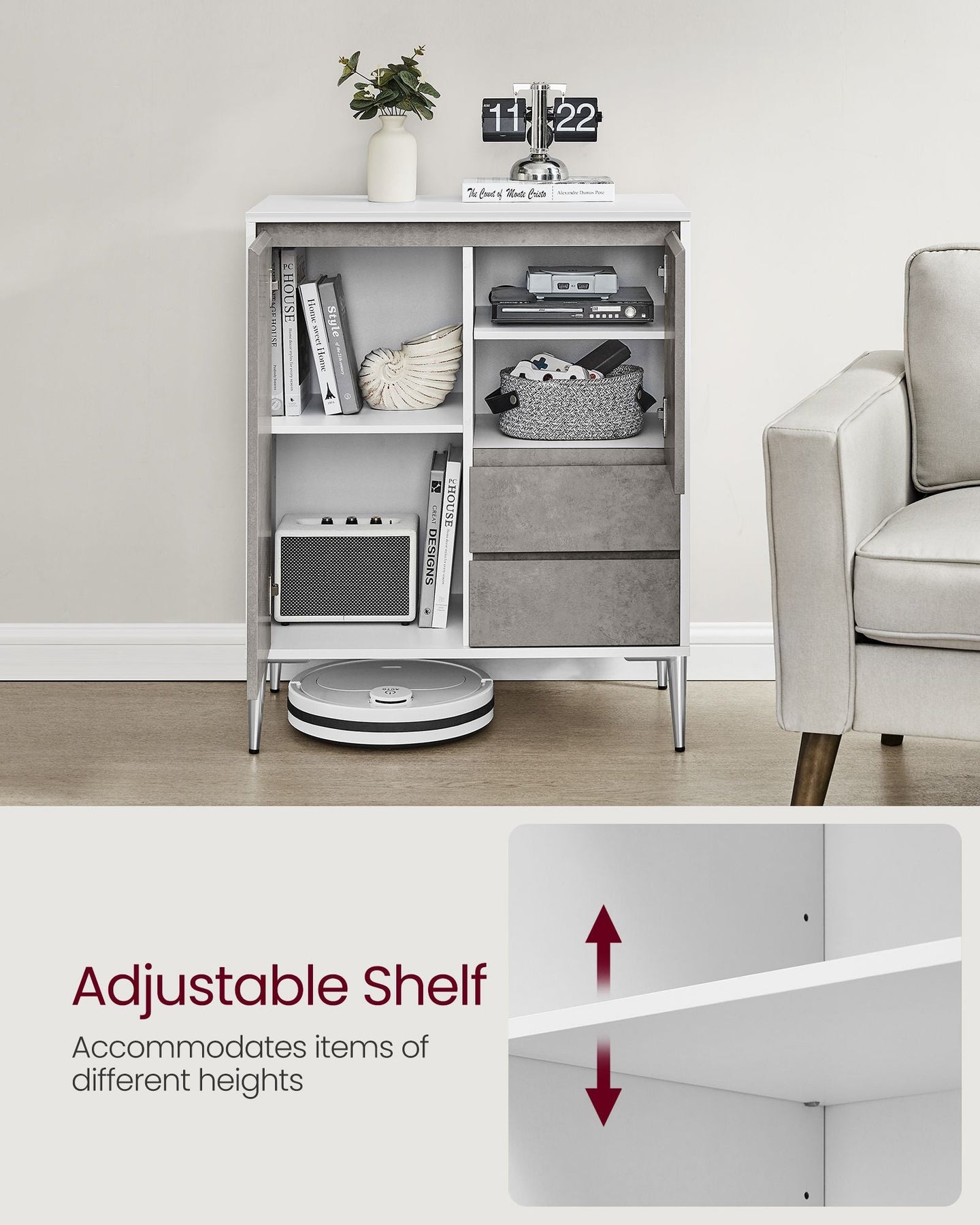 Storage Cabinet - MDF - Concrete Grey