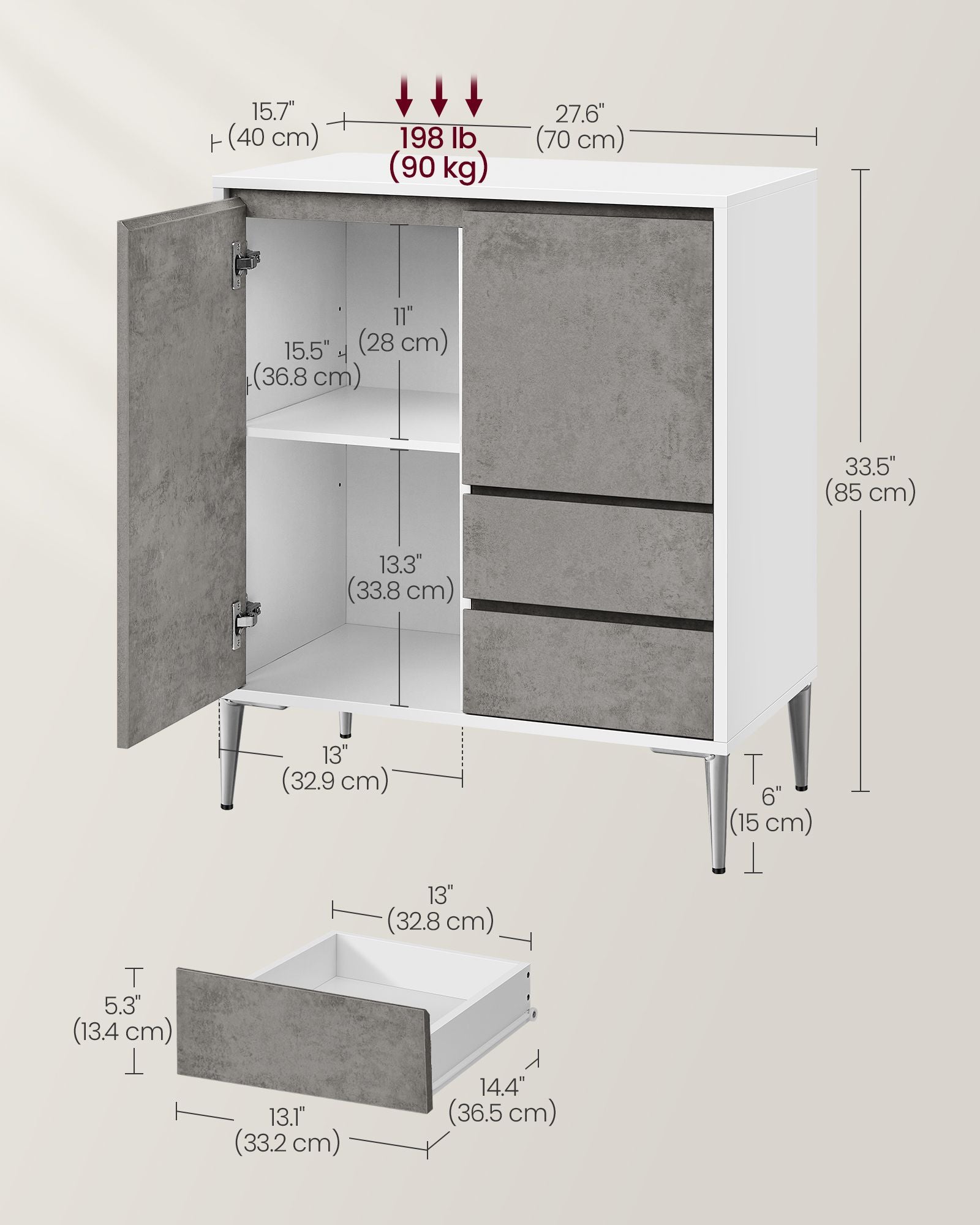 Storage Cabinet - MDF - Concrete Grey