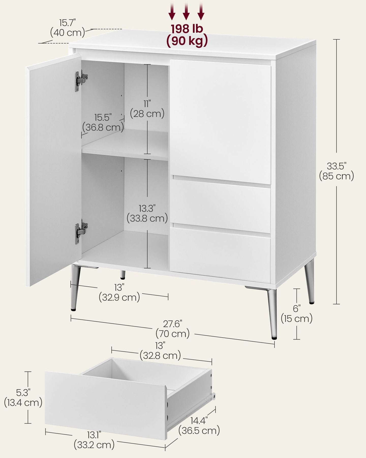 Sideboard - Wood - Modern Brown - Adjustable Shelves and Drawers