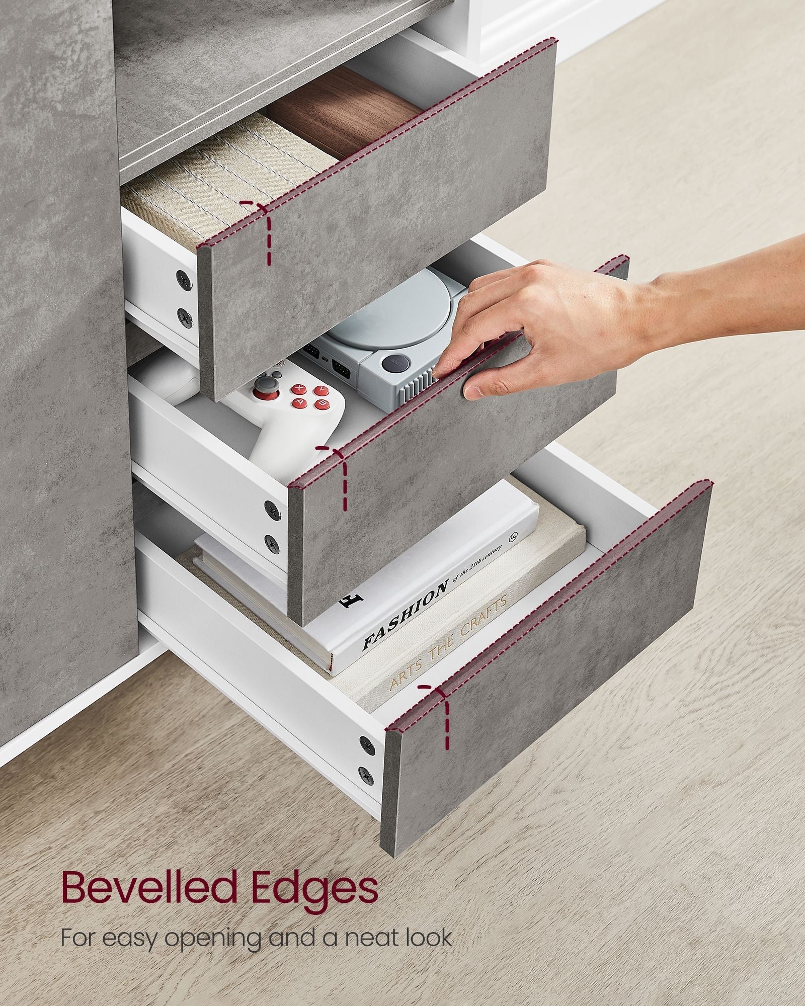 Storage Cabinet - Particle Board - Concrete Grey - Height Adjustable Shelf