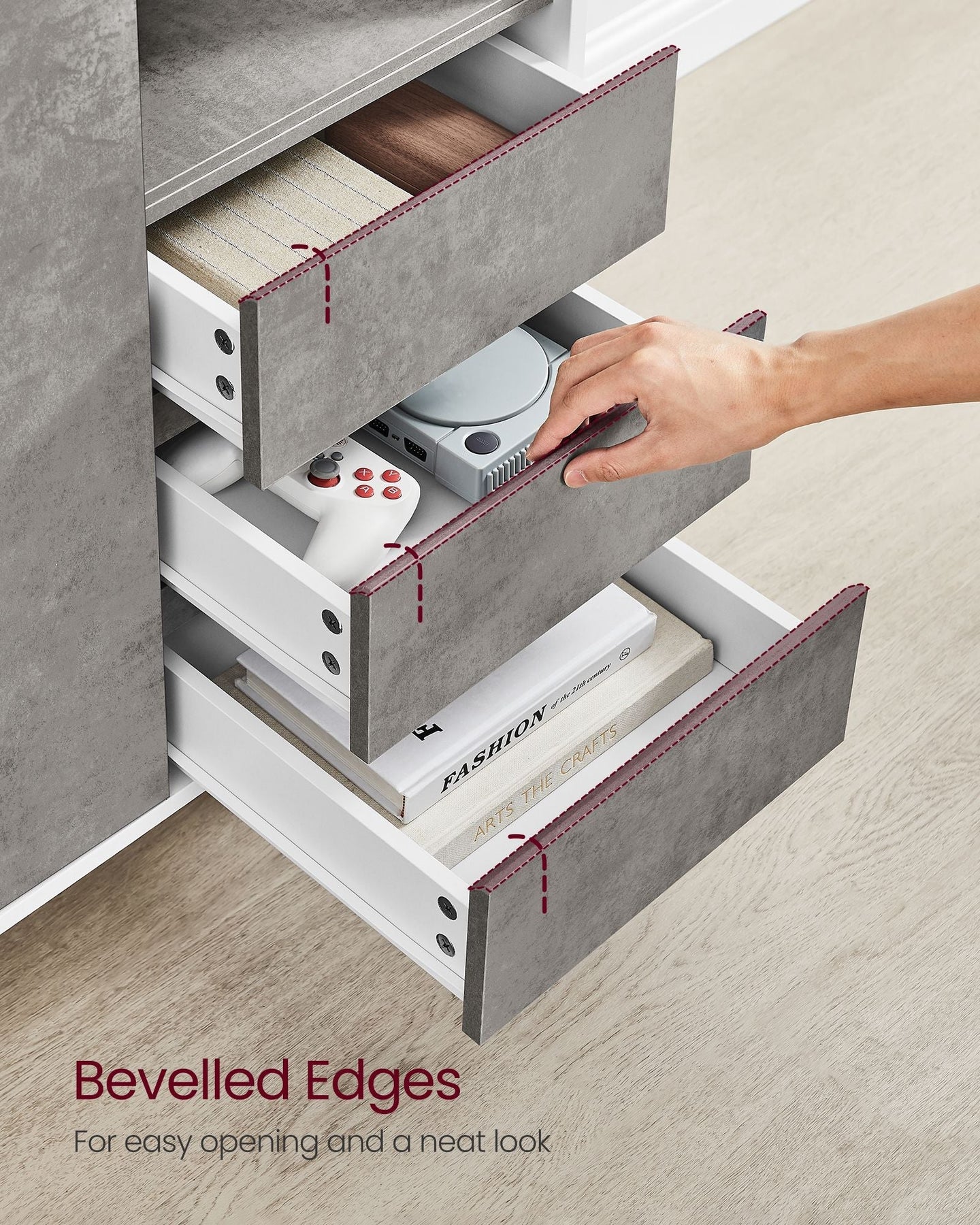 Storage Cabinet - Particle Board - Concrete Grey - Height Adjustable Shelf