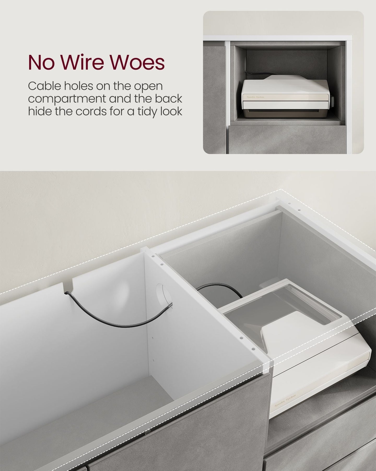 Storage Cabinet - Particle Board - Concrete Grey - Height Adjustable Shelf