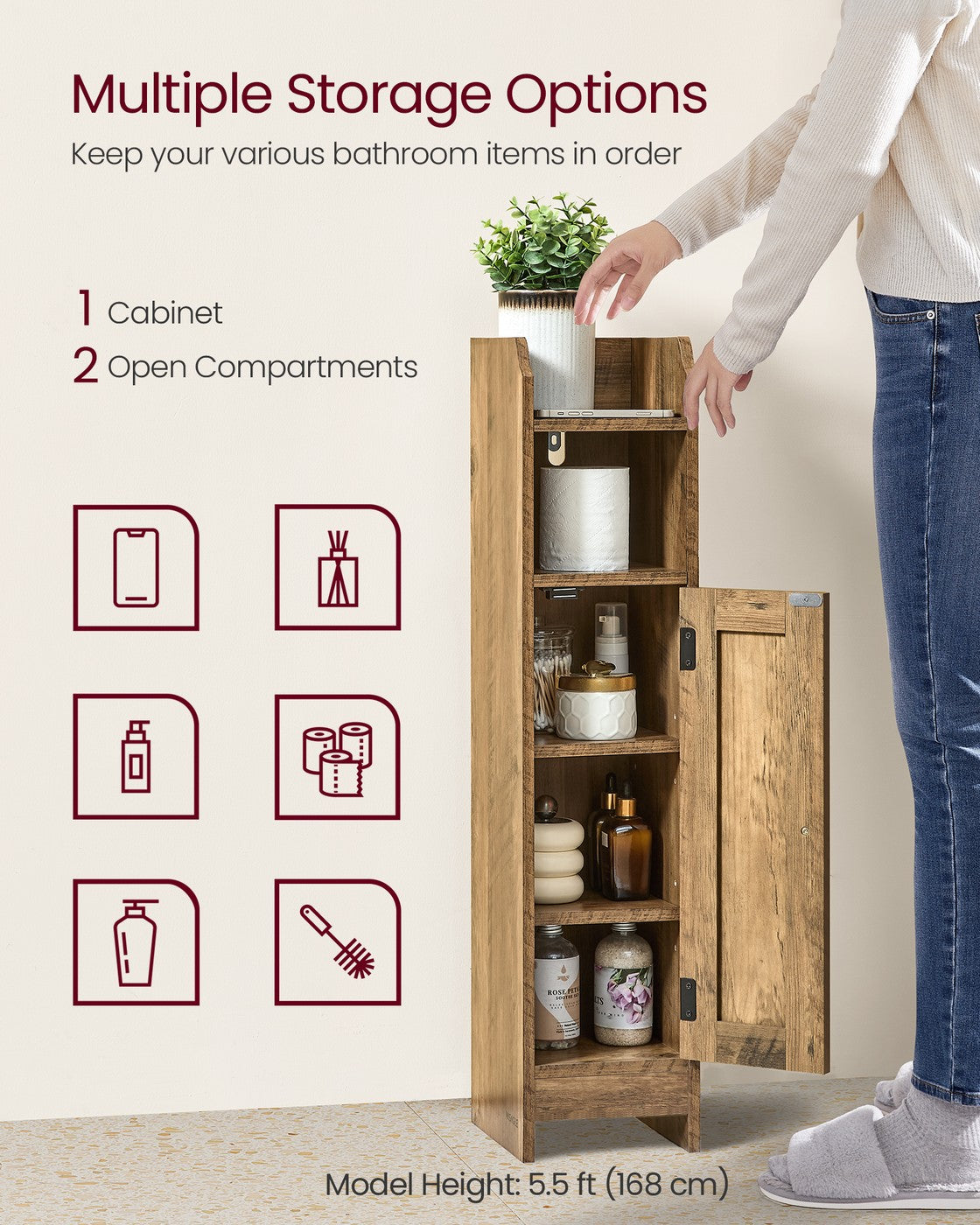 Bathroom Floor Storage Cabinet - 38L - MDF - Adjustable Shelves