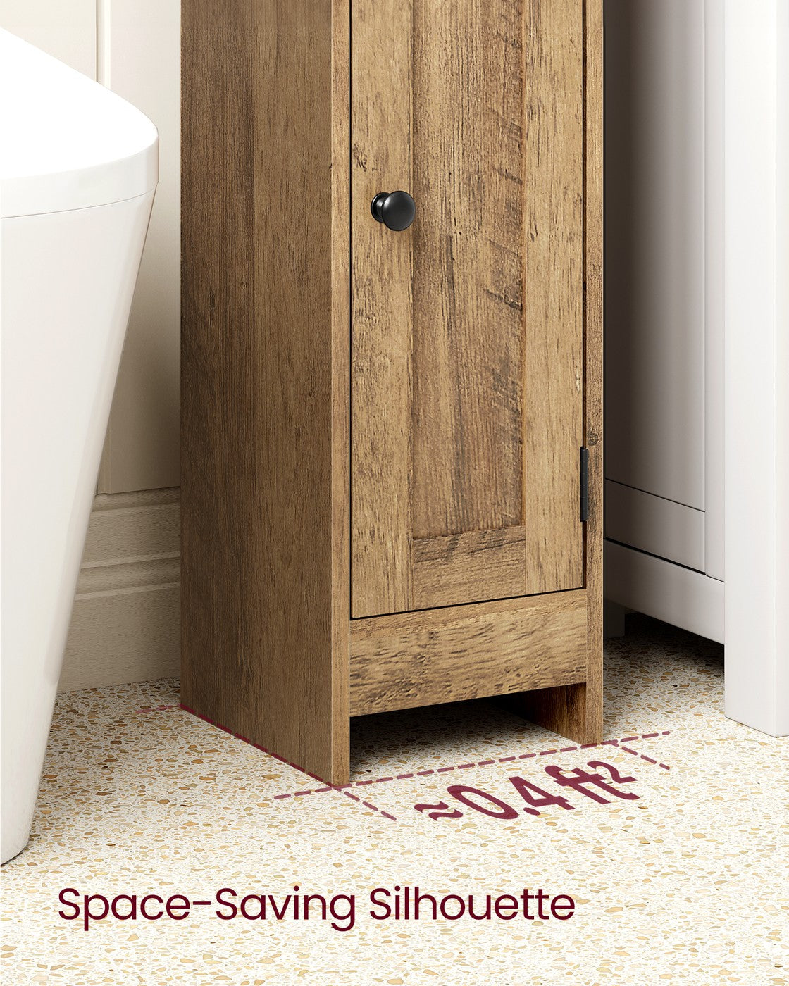 Bathroom Floor Storage Cabinet - 38L - MDF - Adjustable Shelves