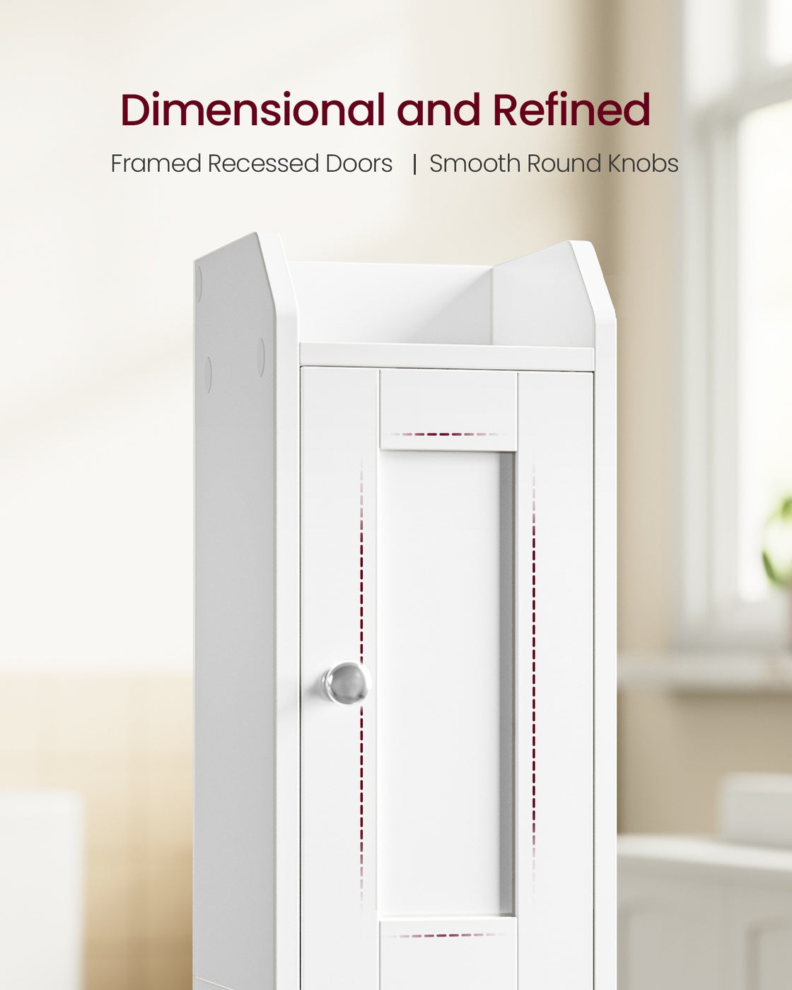 Bathroom Floor Storage Cabinet - MDF - White - with Door and Shelves