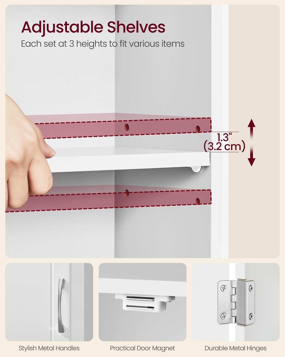 Bathroom Wall Cabinet - 30L - MDF - Wall-Mounted