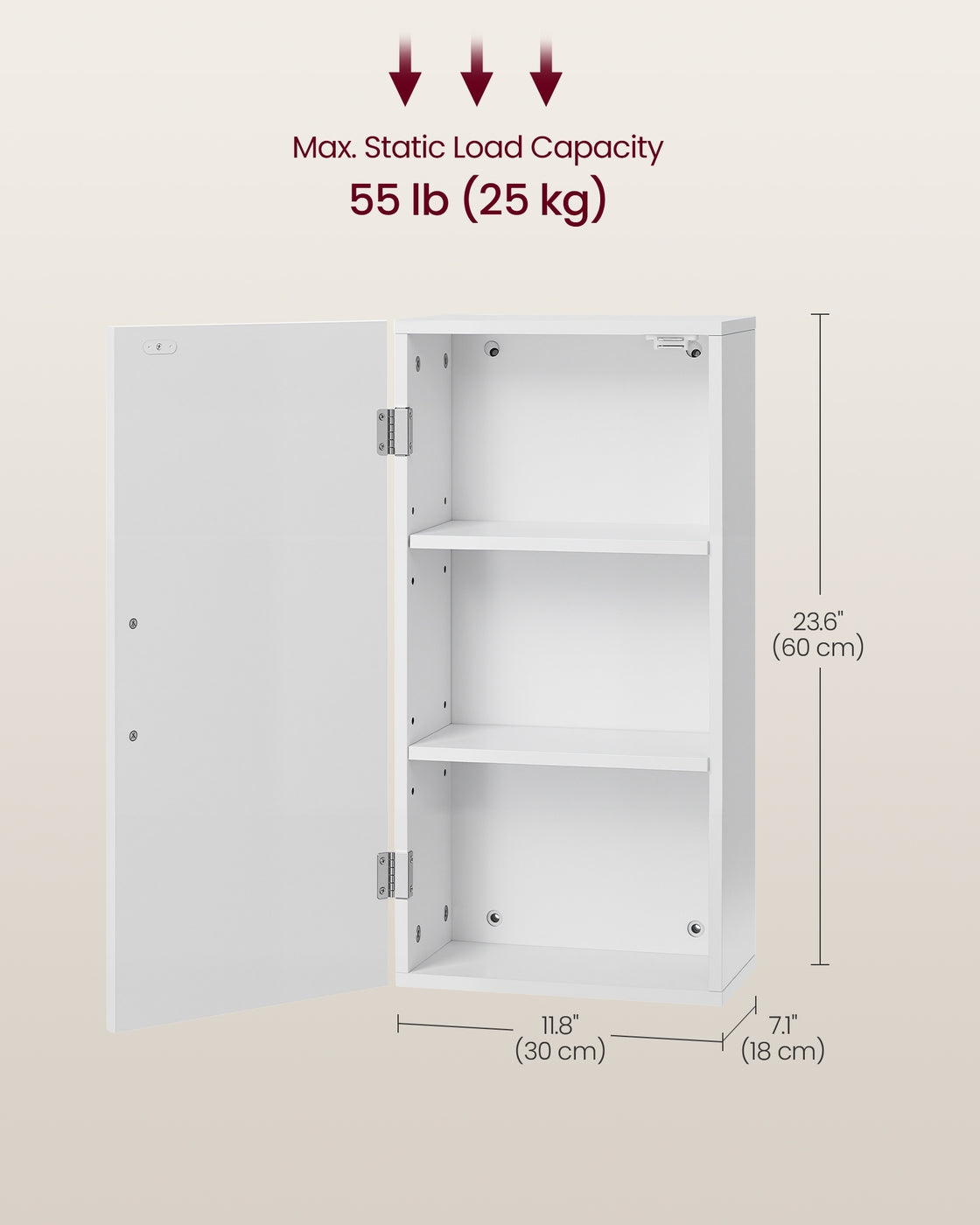 Bathroom Wall Cabinet - 30L - MDF - Wall-Mounted