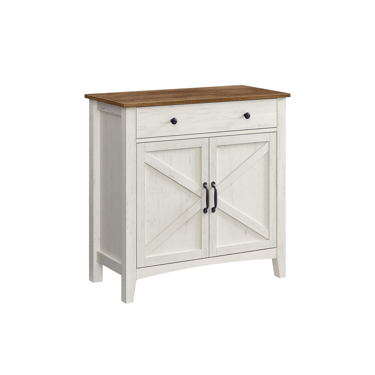 Storage Sideboard - Wood - Rustic White - Adjustable Shelf and Drawer