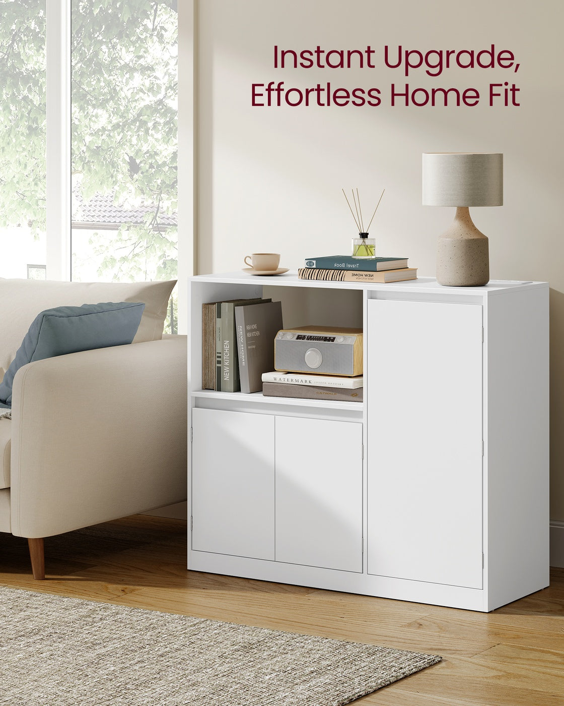 Kitchen Sideboard - 90L - Particleboard - Storage Cabinet with Adjustable Shelves