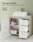 Under Sink Bathroom Cabinet - Wood - White - Featuring 3 Drawers and 2 Compartments