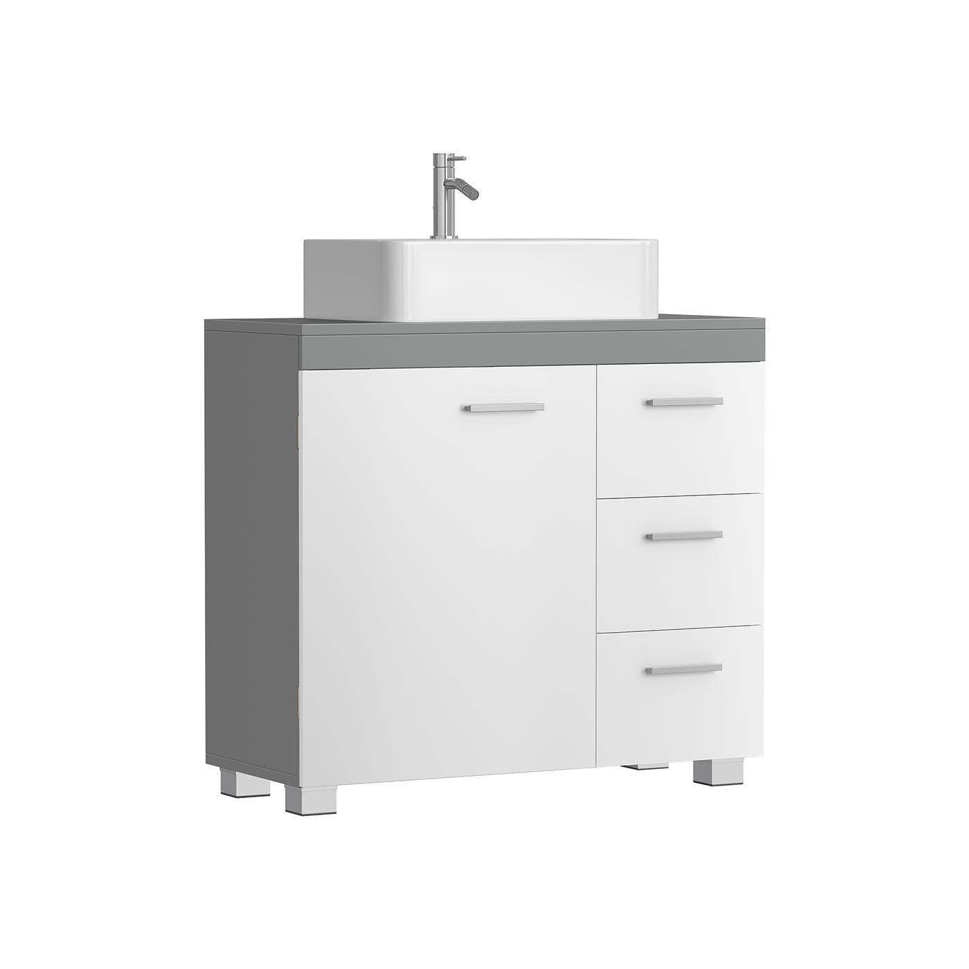 Under Sink Bathroom Cabinet - Wood - White - 3 Drawers