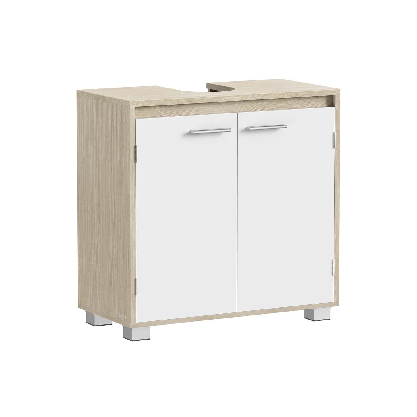 Under Sink Bathroom Cabinet - MDF - Natural Beige - Two Storage Compartments