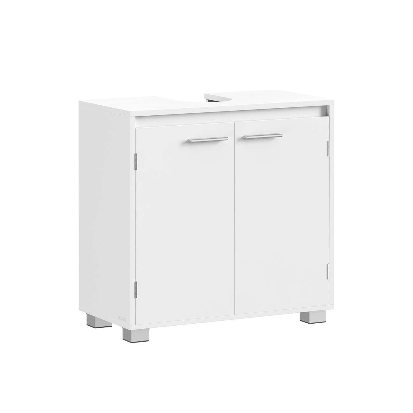 Under Sink Bathroom Cabinet - 2 Storage Compartments - Engineered Wood - Cloud White