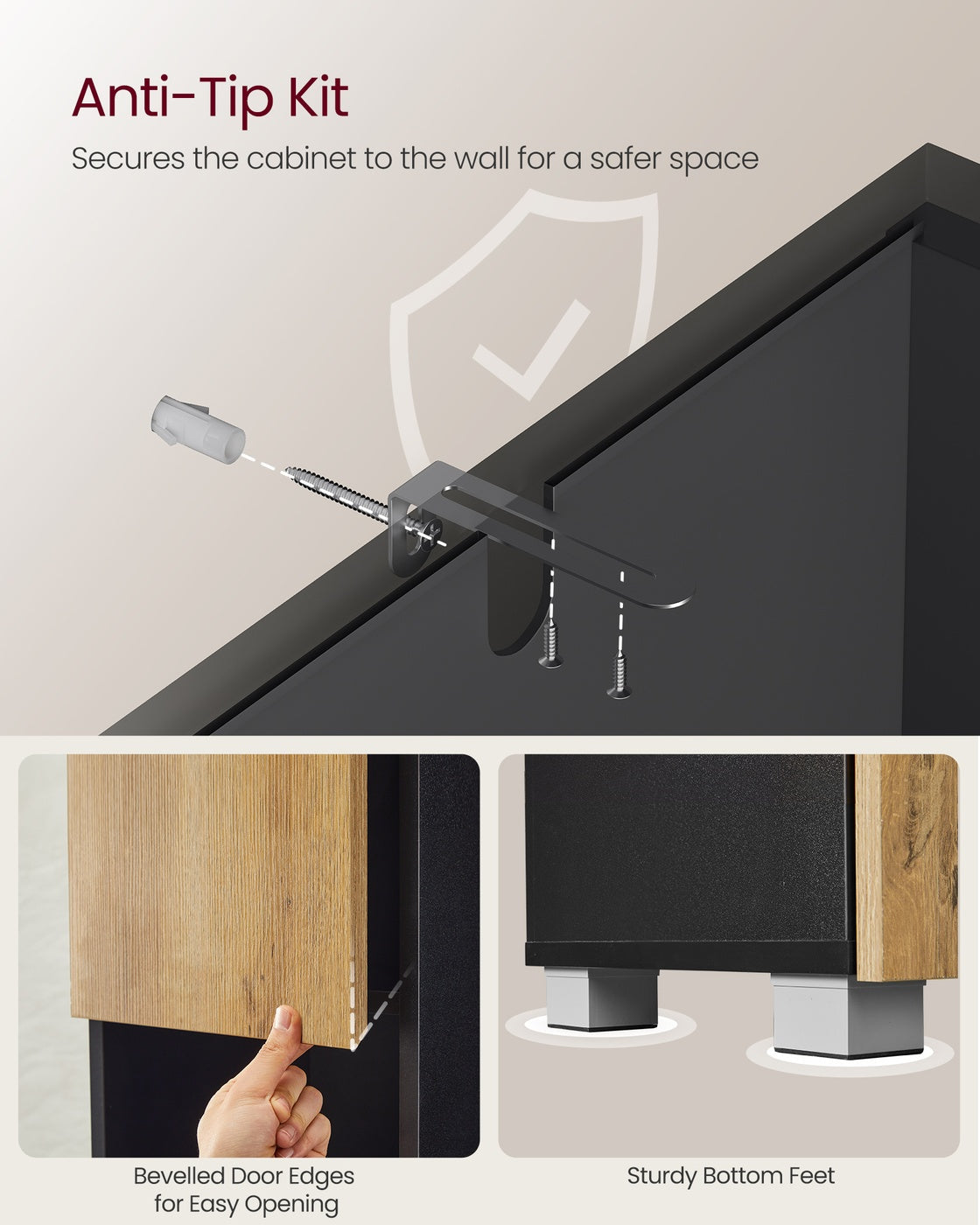 Tall Bathroom Cabinet - 30L - MDF - With Drawer