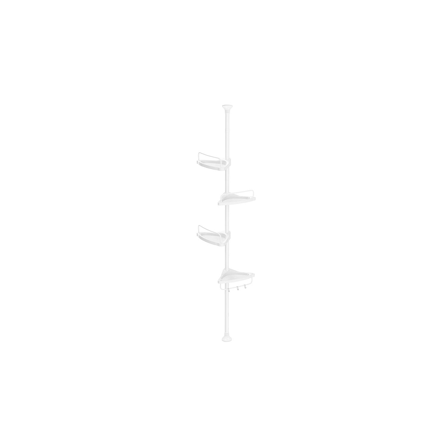 Adjustable Bathroom Corner Shelf - Metal - Silver - 4 Tier Telescopic Organizer