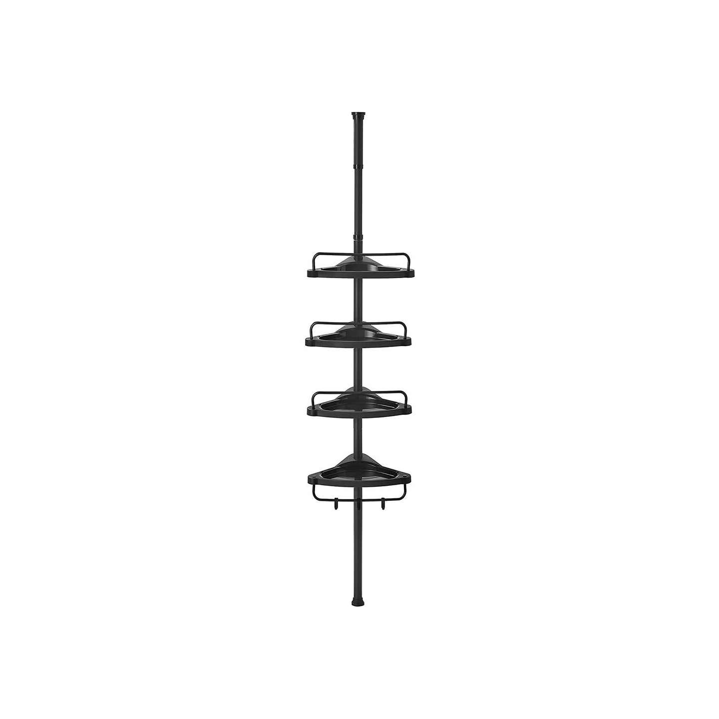 Adjustable Corner Bathroom Shelf - Telescopic 4-Tier Design - Metal - Black