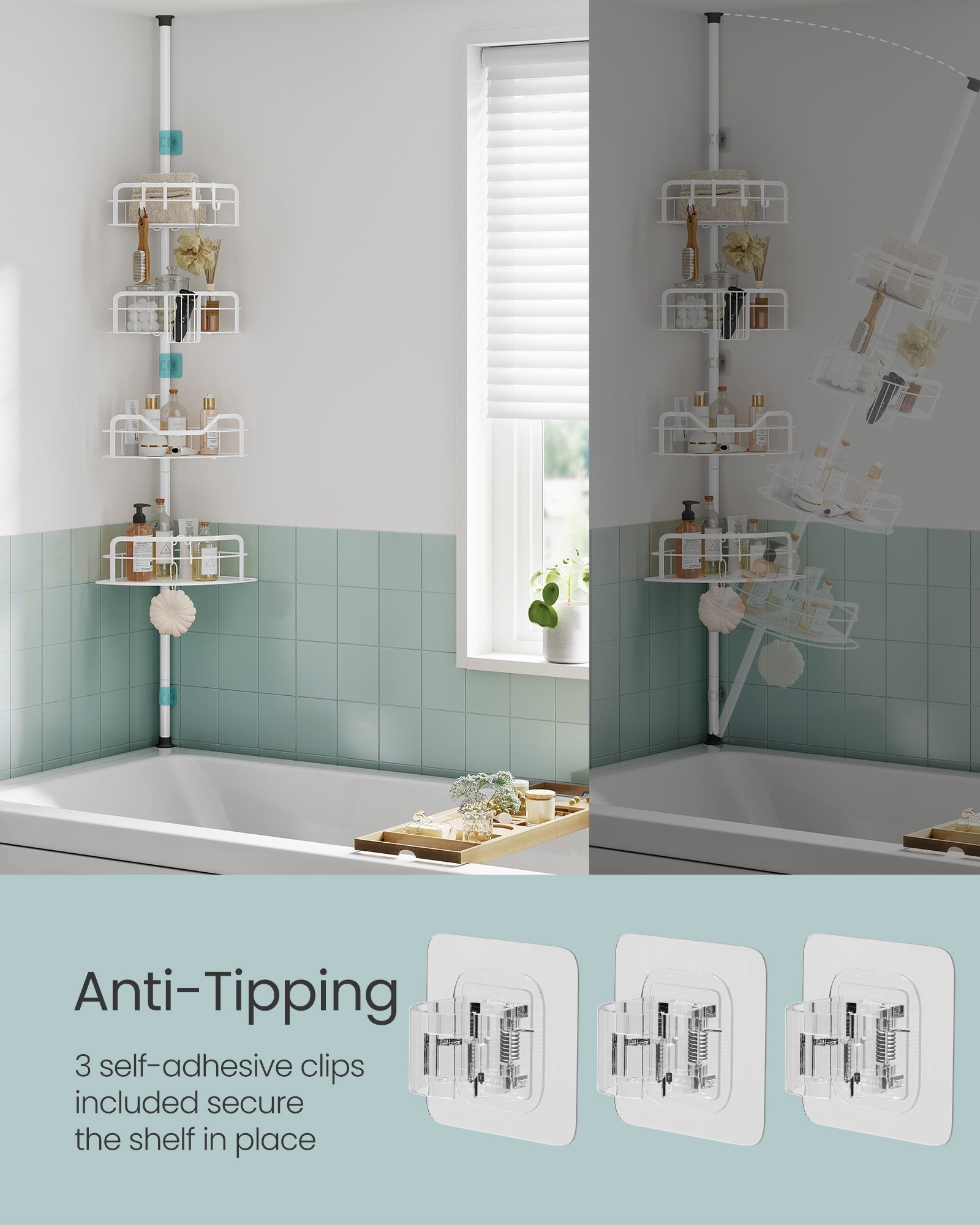 4-Tier Corner Shower Caddy - Cloud White - Rust-Resistant
