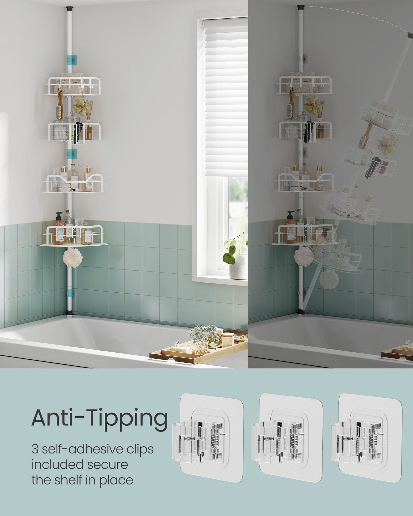 4-Tier Corner Shower Caddy - Cloud White - Rust-Resistant